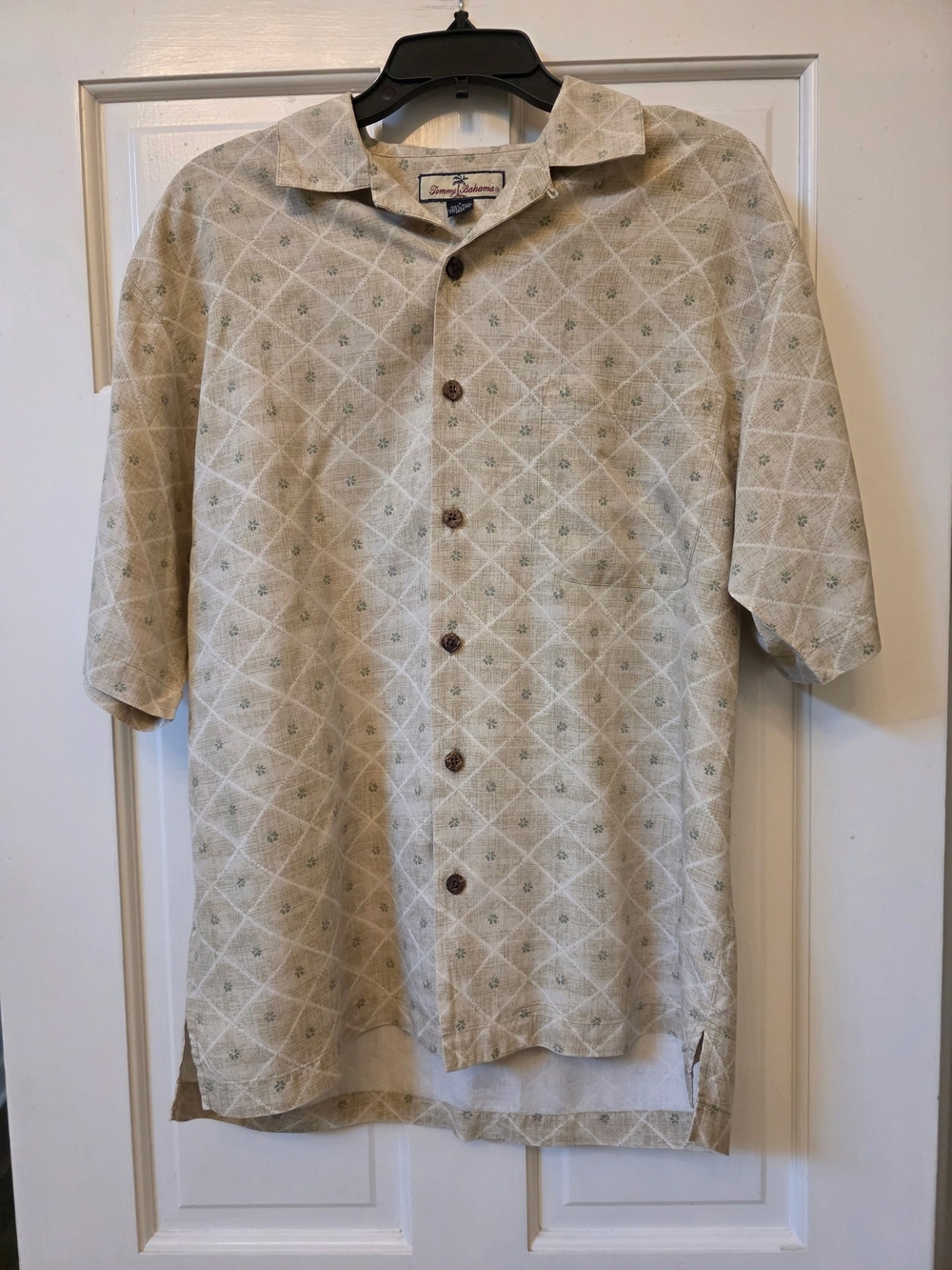 Tommy Bahama 100% Silk Dress Shirt, Tan,  Size Small